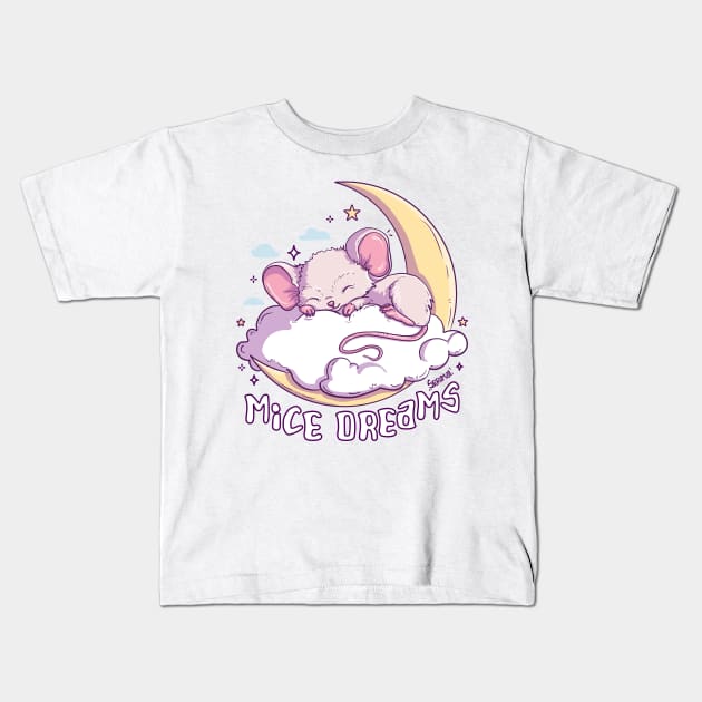 Mice Dreams - Cute Slumber Illustration Kids T-Shirt by SPIRIMAL